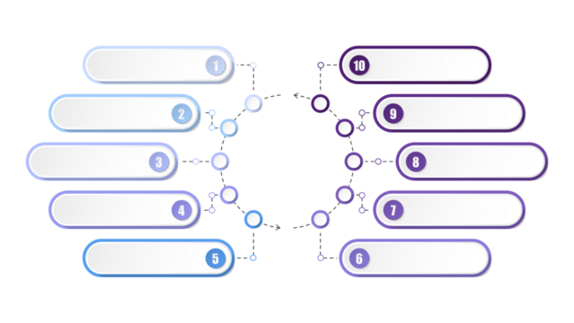 Blue tone circle infographic with 10 steps, process or options.