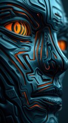 Naklejka premium A Close-up Shot of a Cyber-ethnic hieroglyphs, diverse facial symbols