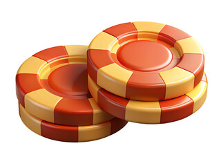 Fototapeta premium Stacks of casino chips are isolated on a transparent background.