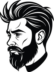 silhouette of hipster man head white background