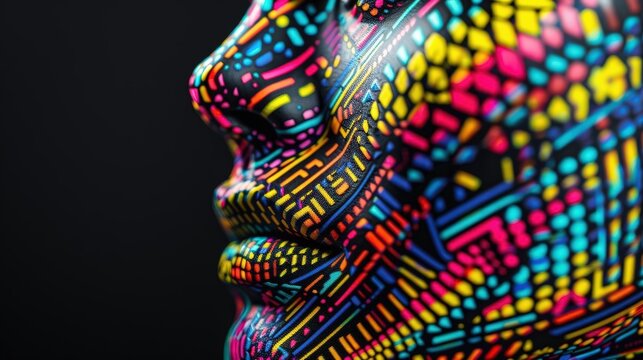 A Close-up Shot of a Profiles of individuals with vibrant, abstract technological elements