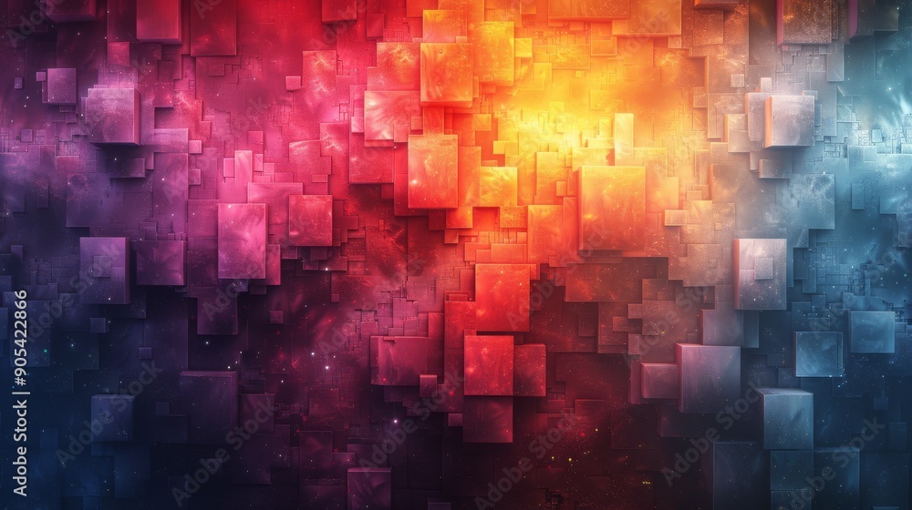 Poster a vibrant and eyecatching abstract background featuring colorful cubes and textures galore
