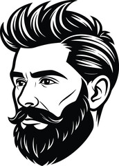 silhouette of hipster man head white background