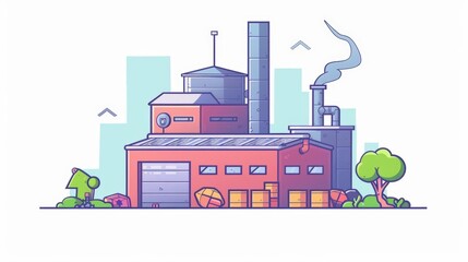 Fototapeta premium A cute cartoon of an AI-driven futuristic smart recycling plant