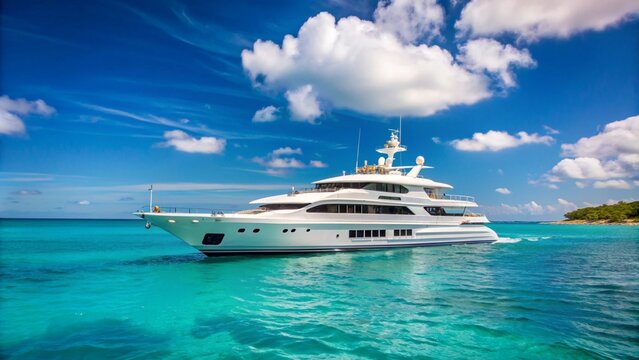 Luxury Yacht Sailing on Open Sea