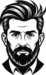 silhouette of hipster man head white background