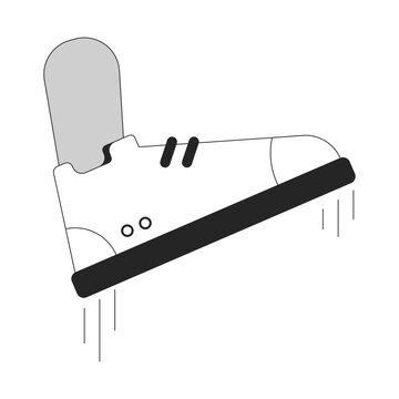 recommend clip art: Shoe crushing in mid-air human foot outline illustration. Trample sneaker 2D isolated black and white vector image. Big step. Authority tyranny. Stomping footwear flat monochromatic drawing clip art