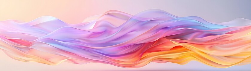 Fototapeta premium Abstract iridescent liquid swirls with a clear orb, a dreamy and colorful composition.