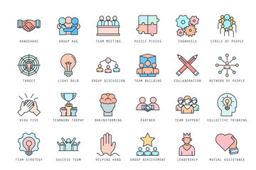 Set of teamwork icons vector illustration. icons bundle isolated on white background