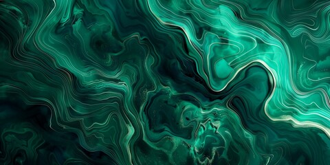 A green abstract painting with a lot of swirls and lines. The painting has a lot of texture and depth, and it looks like it's made up of many different shades of green