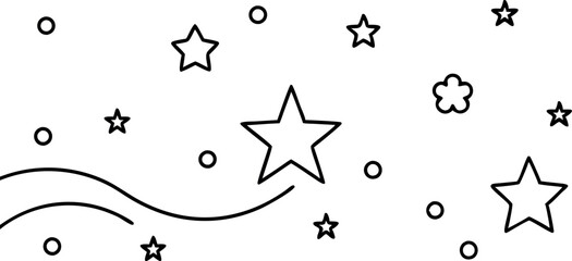 A white background with a black line and stars
