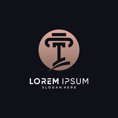 Obraz premium Law firm logo design for business icon with letter i and circle concept