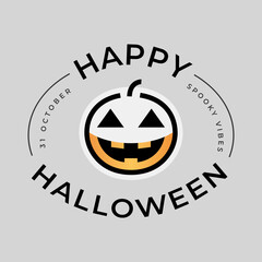 Halloween party logo or label with icon pumpkin