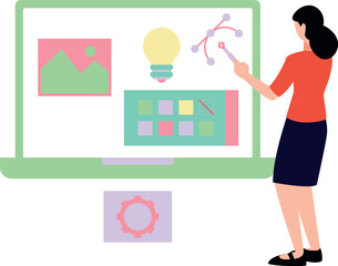 The girl is making a design.