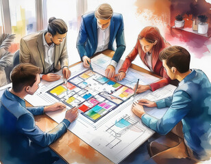 Group of co-workers on a meeting solving a project.