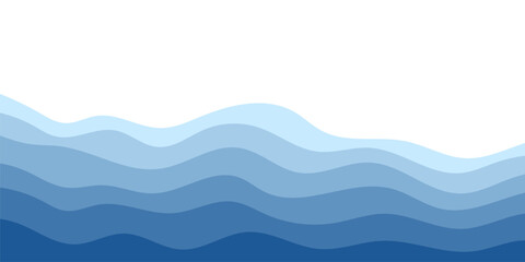 Sea waves. Blue river ocean wave layer vector background illustration