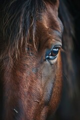 Naklejka premium Intimate Portrait of a Dark Bay Breton Horse
