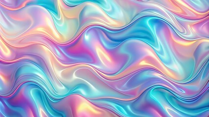 Obraz premium Abstract holographic texture with wavy gradient pastel backgrounds, render, holographic, abstract, texture, wavy