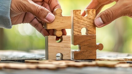 two hand with puzzle piece together , copy space concept for wallpaper or background