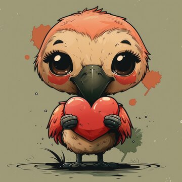 recommend clip art: Cute Bird Holding a Heart
