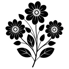 Flat color blooming Flowers with branch