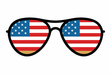 Vector illustration of the USA sunglasses, American flag glasses icon in flat style isolated on white background