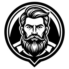 Beard Man Logo vector silhouette