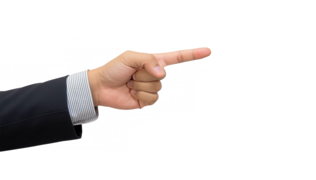 Hand Pointing Finger cut out transparent isolated on white background PNG