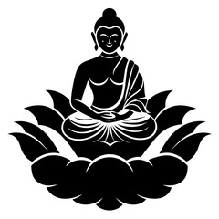 Buddha sitting on lotus vector silhouette