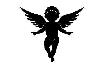 cupid silhouette black vector icon