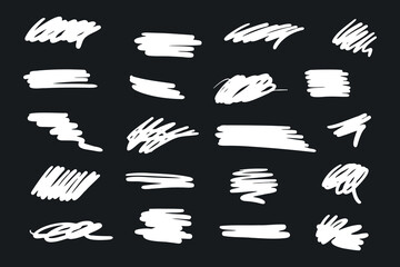 Abstract scribble, chaos doodle elements for design.  Chalk or marker hand drawn rouge scratches.