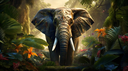 elephant in the forest, generative ai