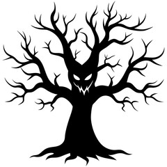 Dead Halloween One Scary Trees black vector silhouette white background
