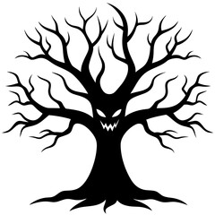 Dead Halloween One Scary Trees black vector silhouette white background