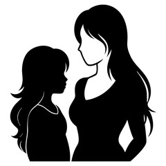 mother and daughter silhouette