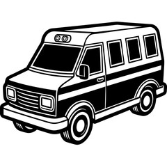 ambulance vector silhouette on white background