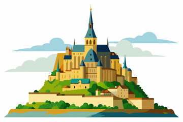 Mont Saint-Michel on white background