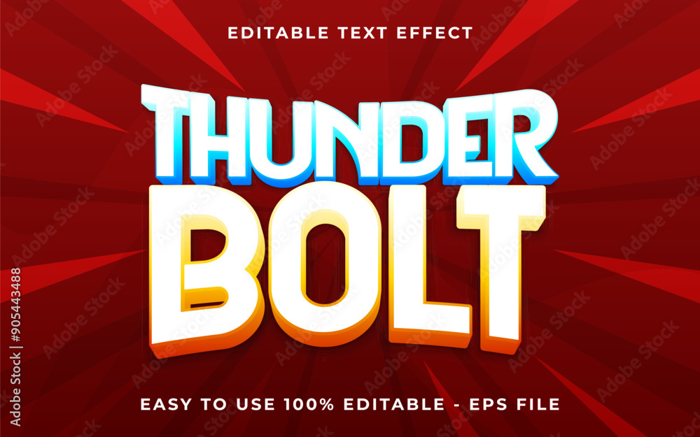 Poster 3d thunder bolt gradient sparkle text style effect template editable text effect