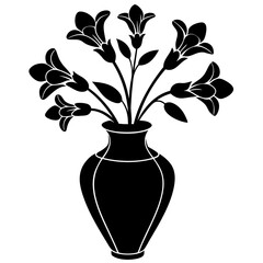 Beautiful freesia in vase on white background