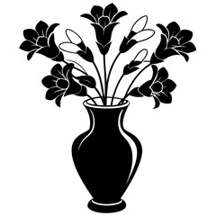 Beautiful freesia in vase on white background