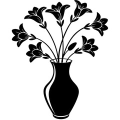 Beautiful freesia in vase on white background