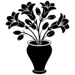 Beautiful freesia in vase on white background