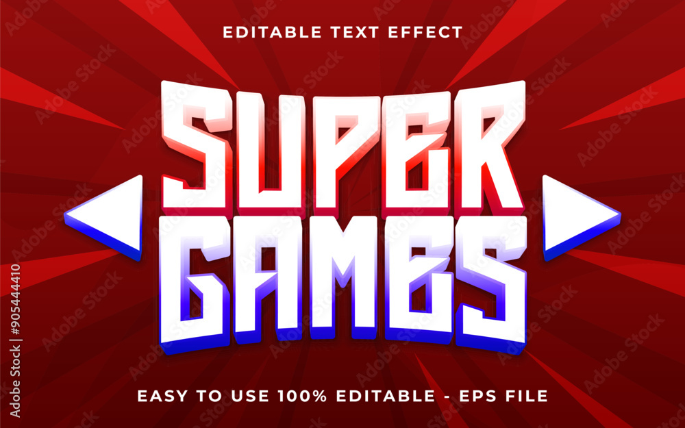 Poster 3d super games gradient sparkle text style effect template editable text effect