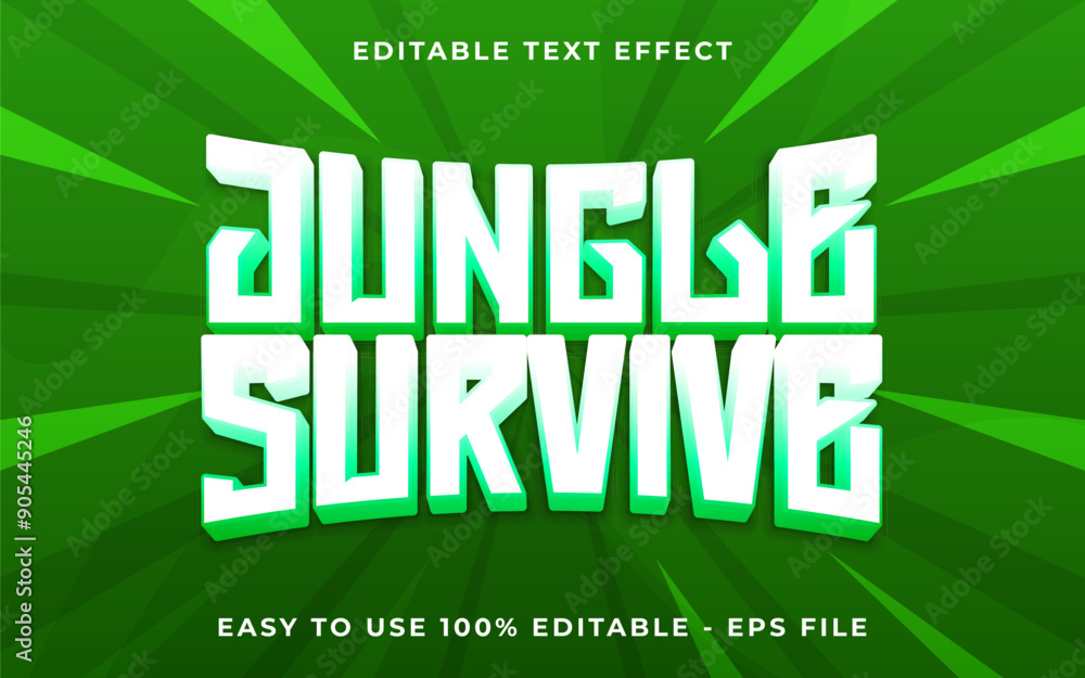 Poster jungle survive white gradient sparkle text style effect template editable text effect