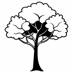 Fototapeta premium vector silhouette of a line art tree on white background