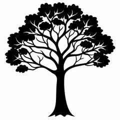 Fototapeta premium vector silhouette of a line art tree on white background