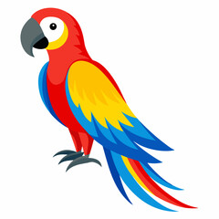 Magnificent Macaw boasts striking blue, yellow and red feathers, real looking full body image, white background