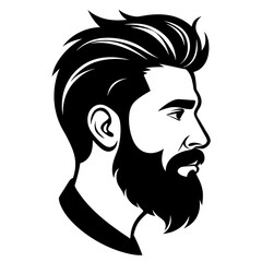 silhouette of hipster man head white background