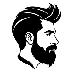 silhouette of hipster man head white background