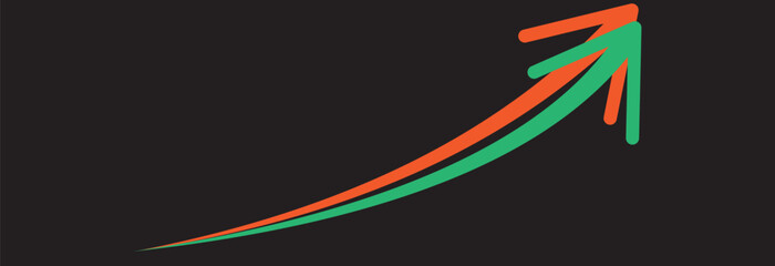  curved graph with arrow icon. Arrow illustration pointing design eps 10